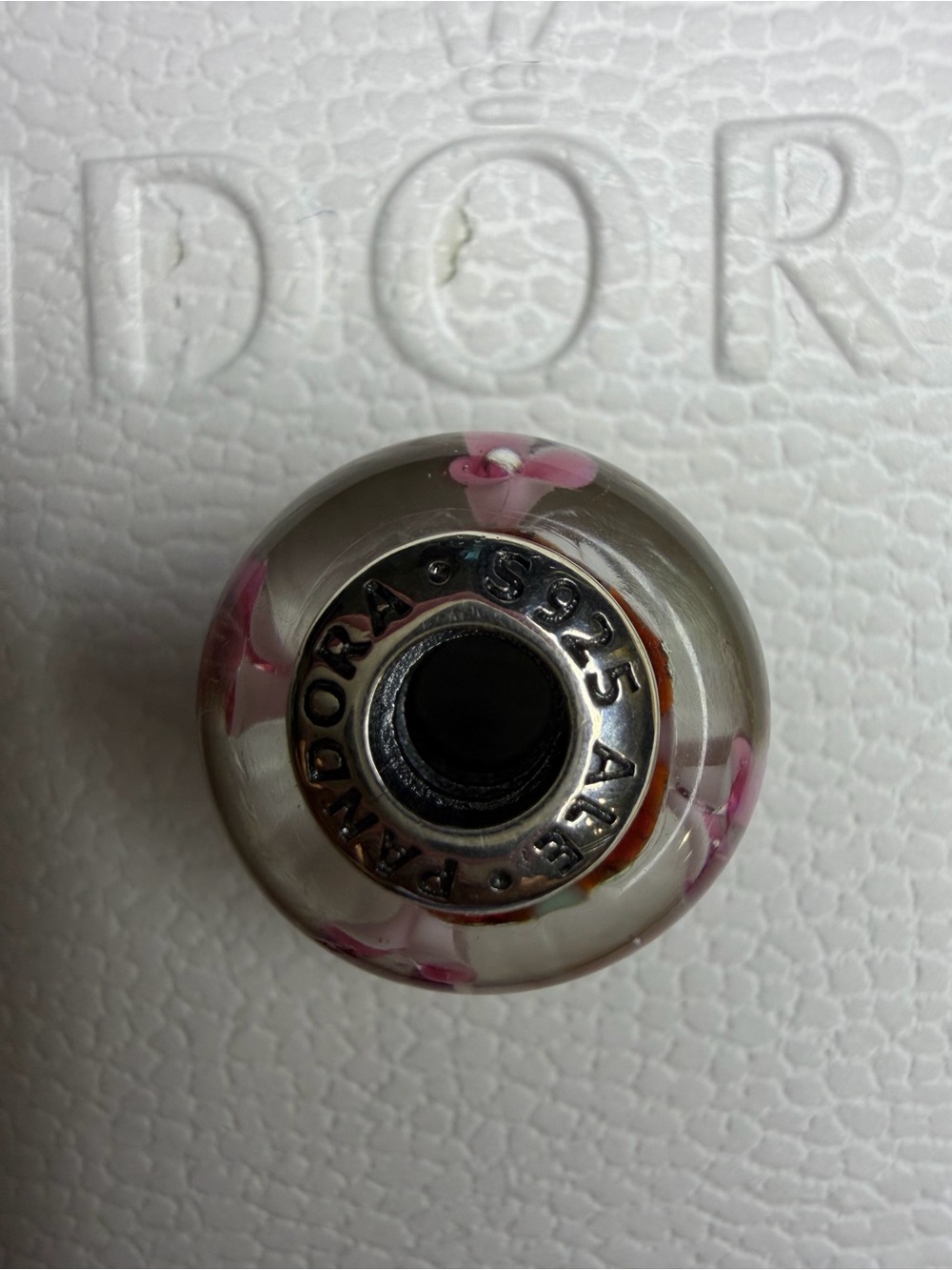 Pandora Pink Floral Glass Charm Bead with Silver Core - Picture 4 of 4